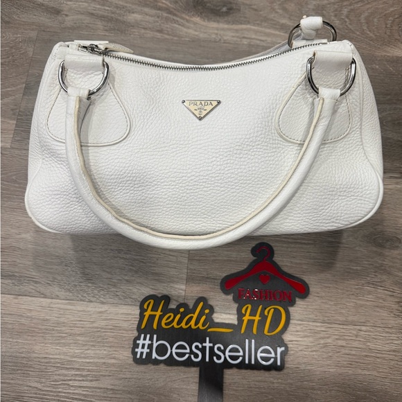 Prada White Vitello Daino Leather Shoulder Bag - Picture 1 of 10